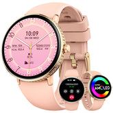 EIGIIS Smart Watch for Women with Diamonds 1.2" AMOLED Touchscreen Fitness Tracker Make/Answer Calls Heart Rate SpO2 Monitor IP68 Waterproof, Sleep & Activity Tracking Smartwatch for iPhone Android Phones